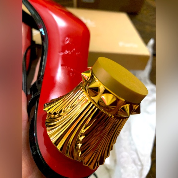 BRAND NEW Christian Louboutin Lipsita Queen Patent Red Sole Sandals - Picture 6 of 8